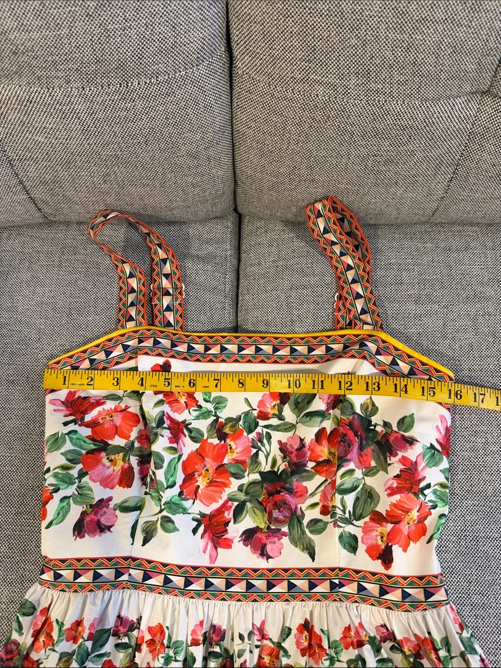 ANTONIO MELANI Natasha Floral Midi Sundress Square Neck, White/Multi | Sz. 10 - Picture 7 of 8